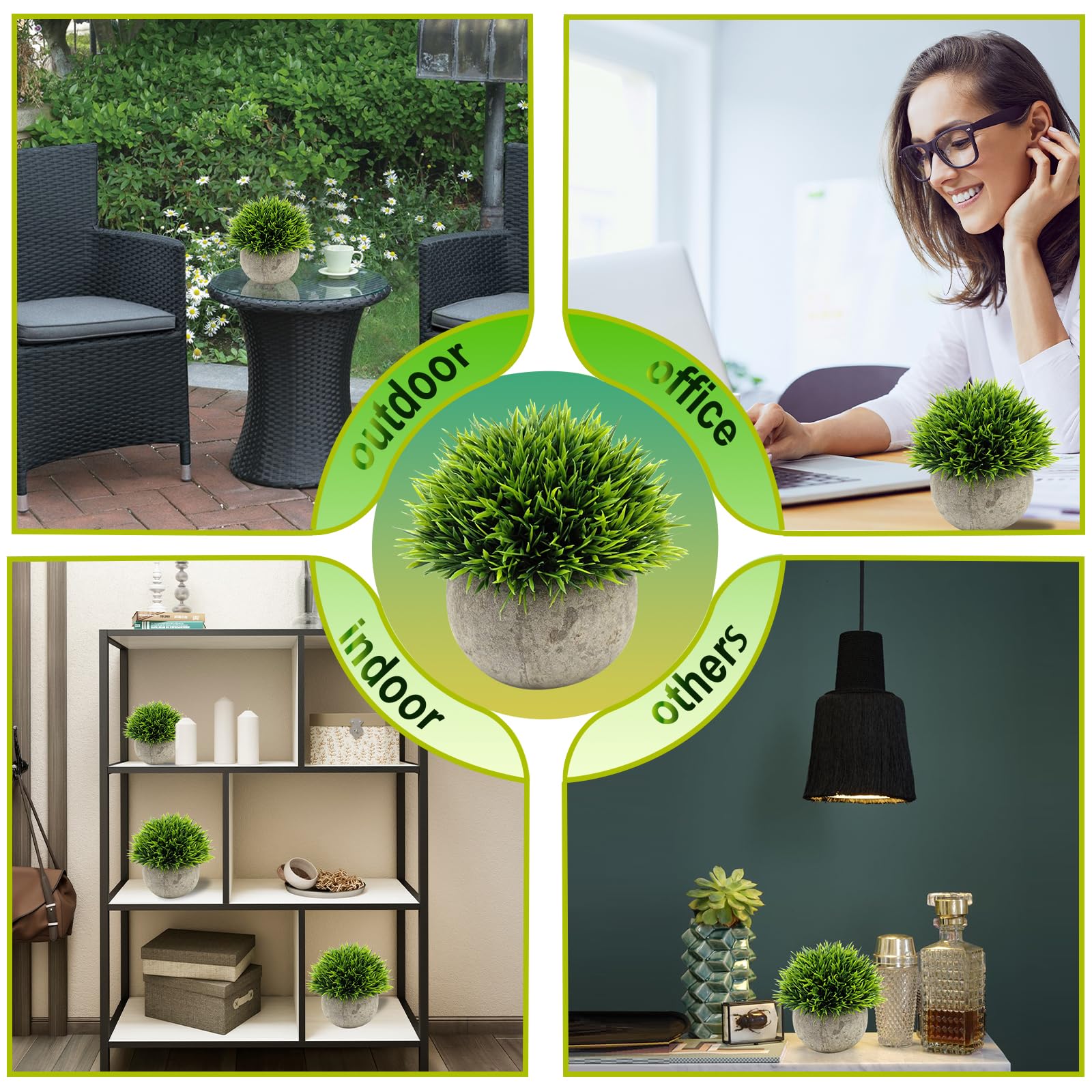 Lot De 2 Petites Plantes Artificielles En Pot Noir – Déco Pour Salle De Bain, Bureau Ou Maison