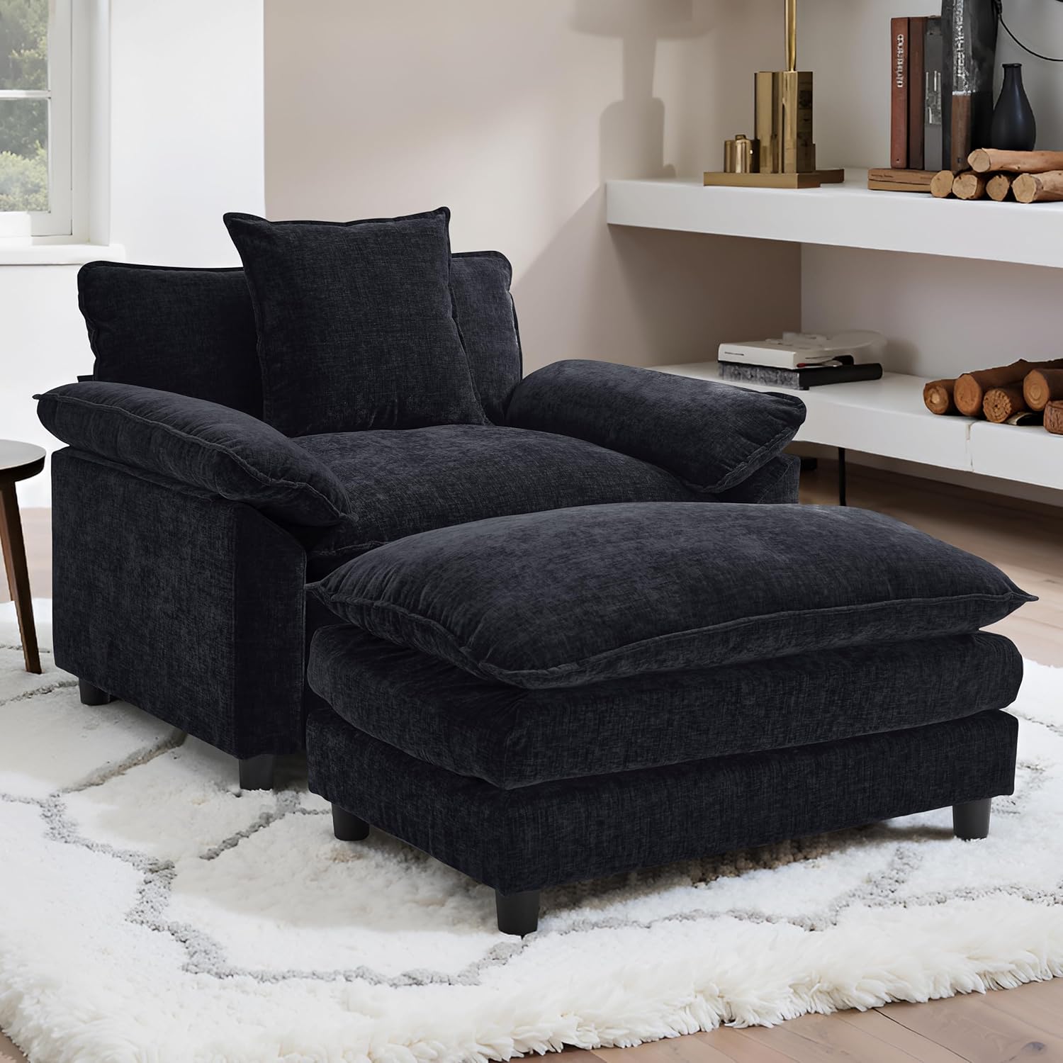 Amazon.com: Chenille Oversized Chair with Ottoman - 43