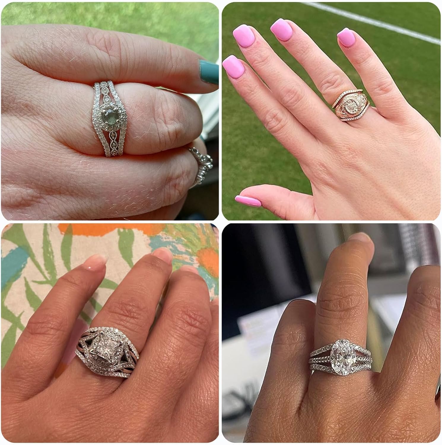 Newshe Jewellery Cubic Zirconia Curved Wedding Bands for Women Ring Enhancer Guard for Engagement Rings 925 Sterling Silver Size 4-13 - Image 2