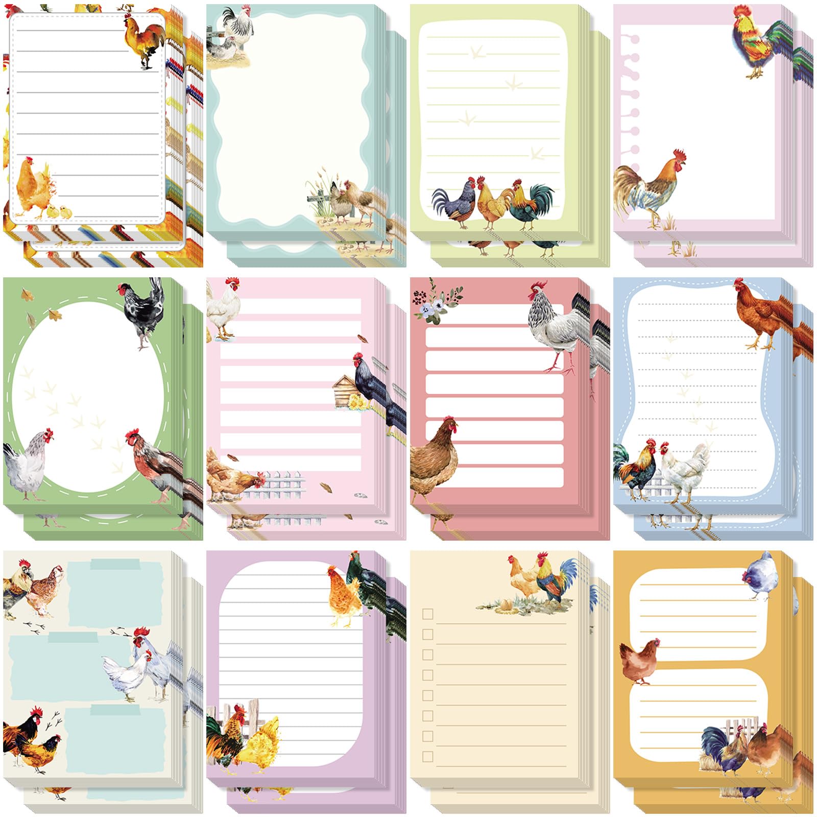 Notes adhésives poulet Gilprop | 24 blocs-notes de 7,6x10,2 cm