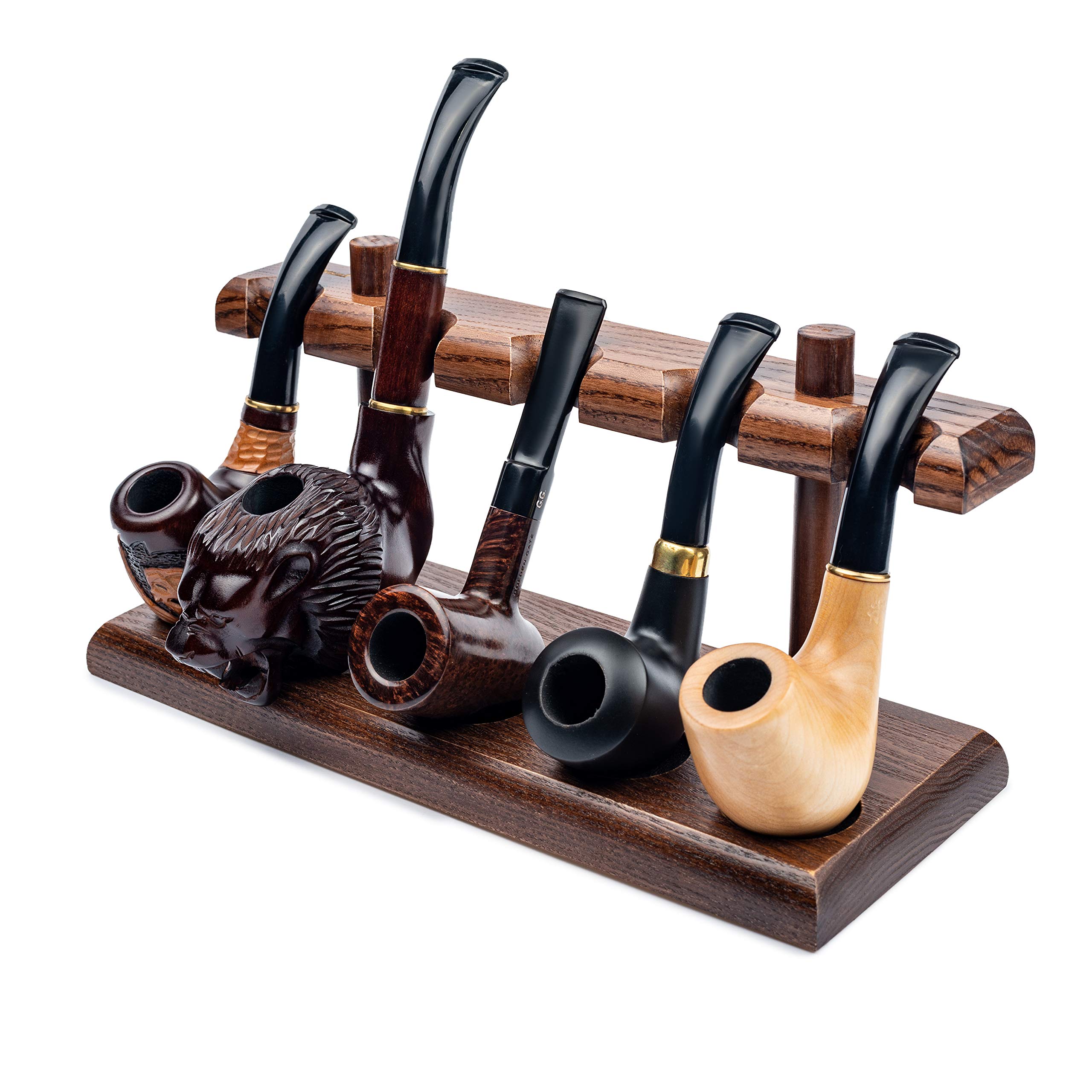 Dr Watson - Soporte de Pipa de Tabaco de Madera, Para 5 Pipetas de Tabaco, Hecho a Mano en Madera Sólida