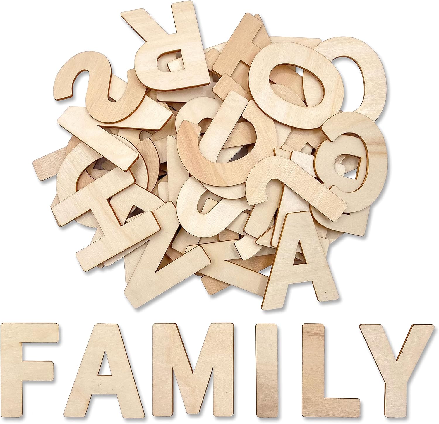 182 Pieces 2-1/2 Inch (2.5") Wooden Letters Craft Wood Letter Unfinished Alphabets with Extras Wall Decor