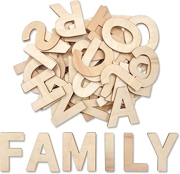 182 Pieces 2-1/2 Inch (2.5) Wooden Letters Craft Wood Letter Unfinished Alphabets with Extras Wall Decor