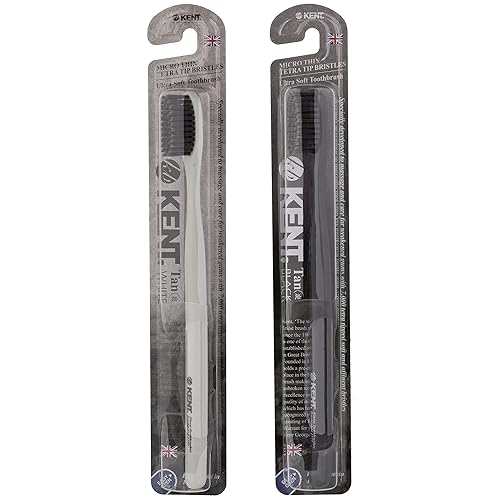 Miniatura 2 de KENT - Cepillo de dientes de carbón de leña para adultos y niños, cerdas ultra suaves, color negro, 3 unidades