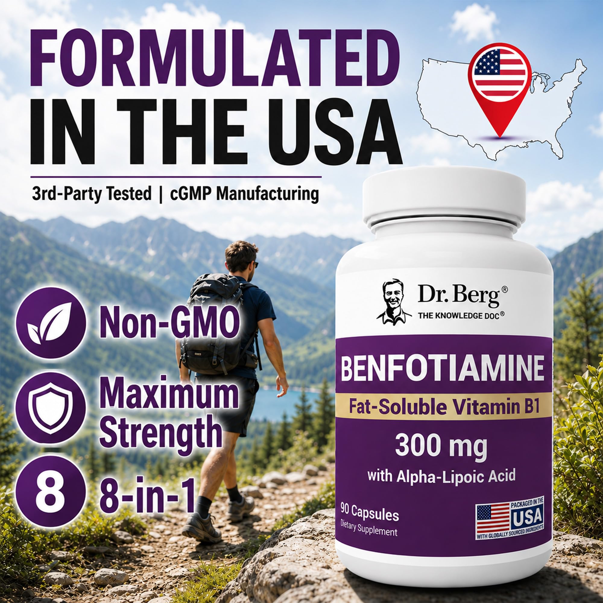 Dr. Berg Vitamin B1 Benfotiamine 300mg | 8-in-1 Nerve Support | 90 Capsules — Amazon image 5