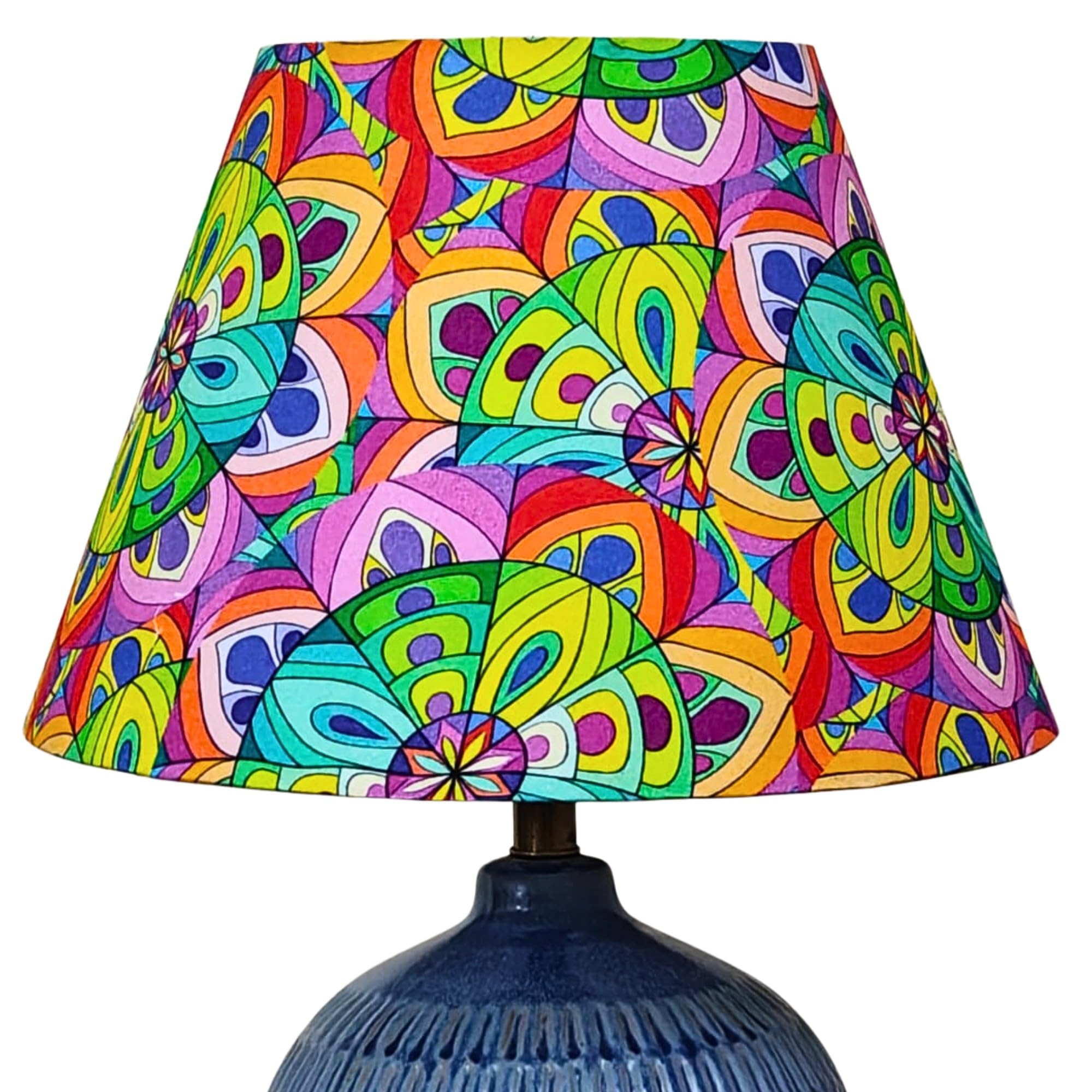 Vivira Mandala Lampshade by PALM TREE – Handcrafted Cotton Fabric, Colourful Tapered Drum Design for Table & Floor Lamps, E27 Bulb Holder-image-19