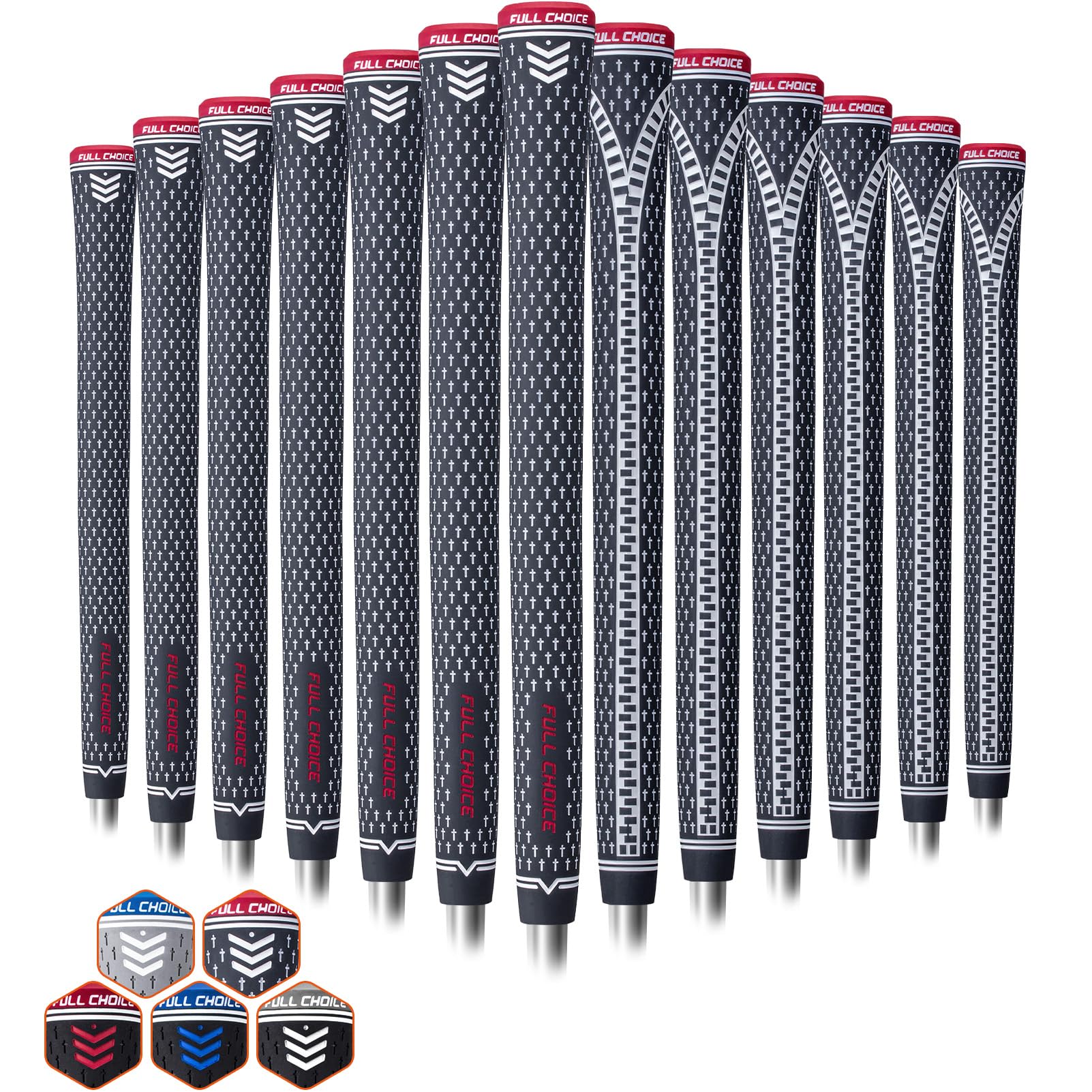 Paquete de 13 empuñaduras de goma para golf, diseño conciso de moda, antideslizantes, elige entre 13 empuñaduras o 13 empuñaduras con kit de regripping, tamaño estándar/medio/jumbo, 5