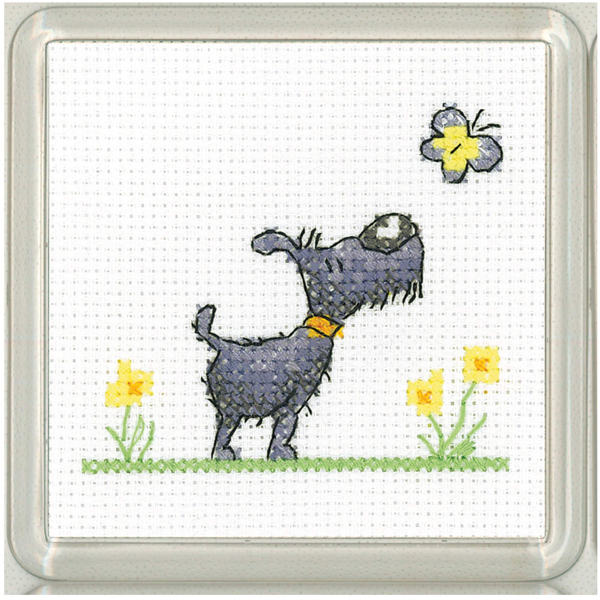 Heritage Crafts Golden Years Cross Stitch Coaster Kit - Flutterby
