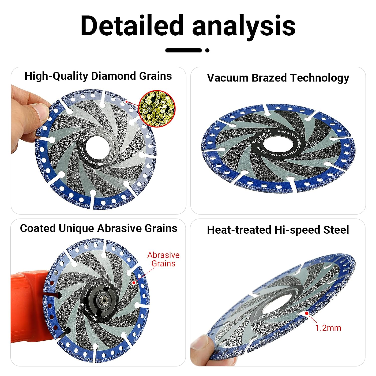 LOZLIN 115mm Diamond Cutting Wheel with 22.23mm Arbor Hole - Heavy Duty Metal & Stone Cutting Blades for Steel, Iron, Reinforcing Bar, Plastic - Universal Angle Grinder Disc for Grinders & Power Tools