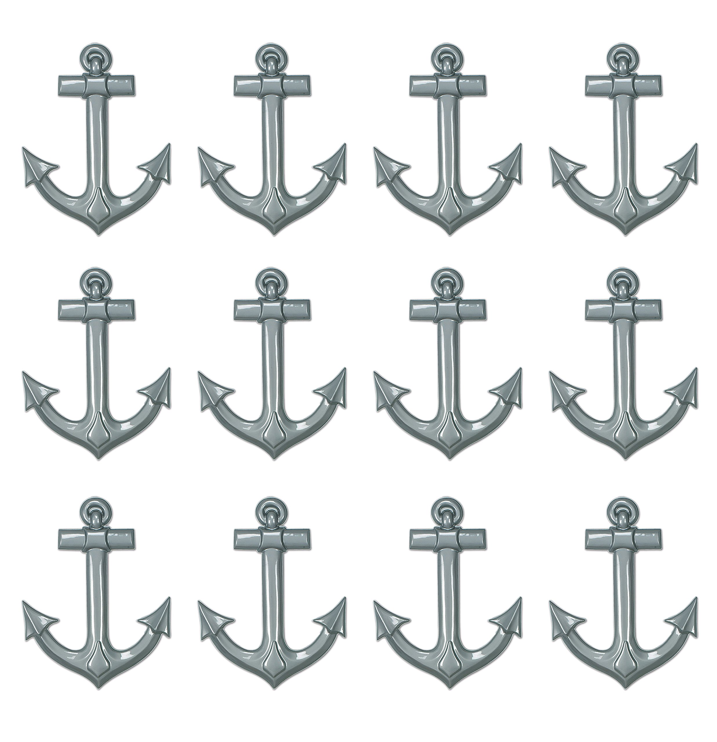 Ancre de navire grise Beistle en plastique rigide léger de 25 pouces, lot de 12
