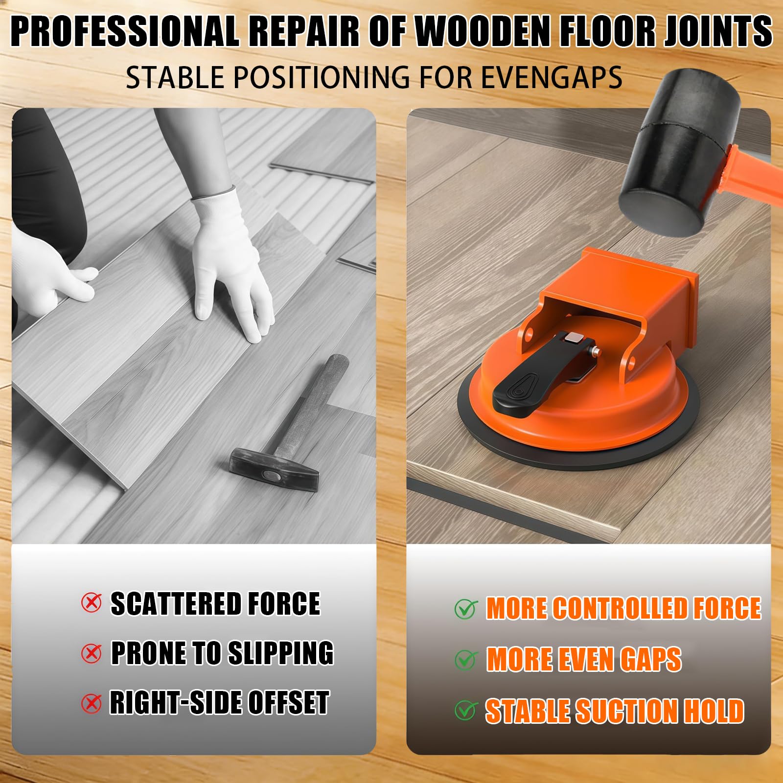 2026 Upgraded Heavy Duty Floor Gap Fixer Tool with Enhanced Vacuum Suction Cup,Flooring Gap Repair Tool for Laminate,Vinyl, Wood & Tile Flooring — view 6