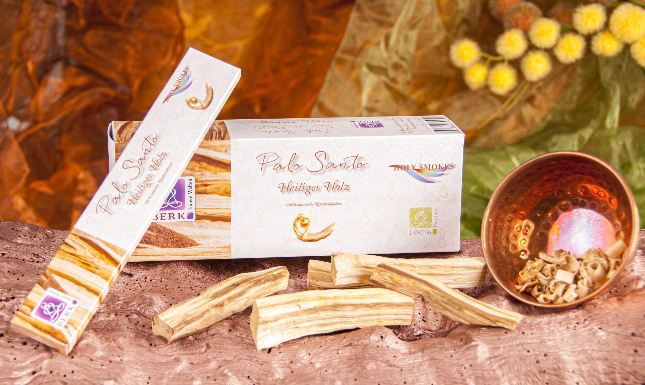 Incienso de Palo Santo Holy Smokes Berk Natural Incense con varilla de bambú para fumar, meditación, yoga, ritual, ambientador, juego de 12 unidades