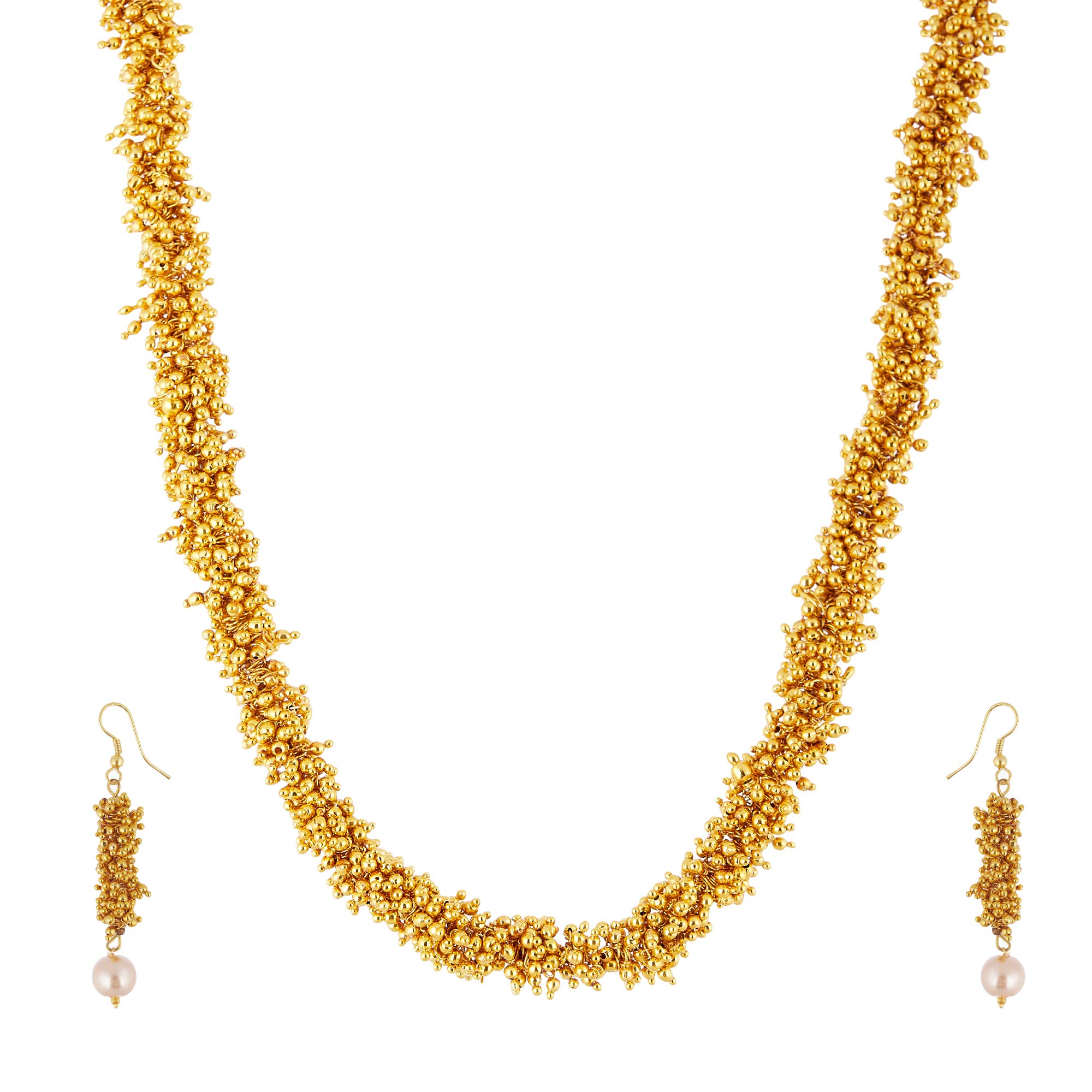 Jewellery Set Gold Plated Pearl Studded Royal Chain Necklace Set with Earrings Jewellery For Girls & Women-image-18