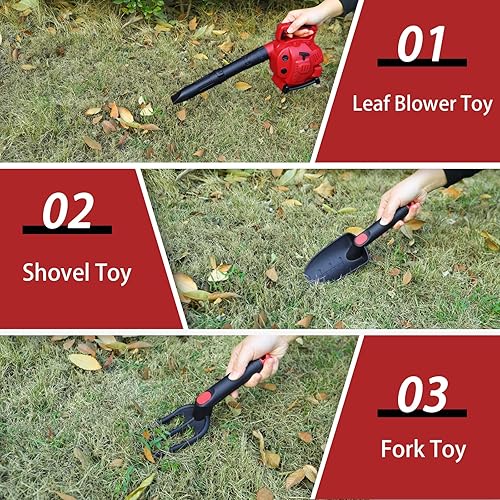 Miniatura 7 de Sistracia Soplador de hojas para niños, herramienta de juego de simulación, soplador de hojas de juguete para niños que realmente funciona, jardín