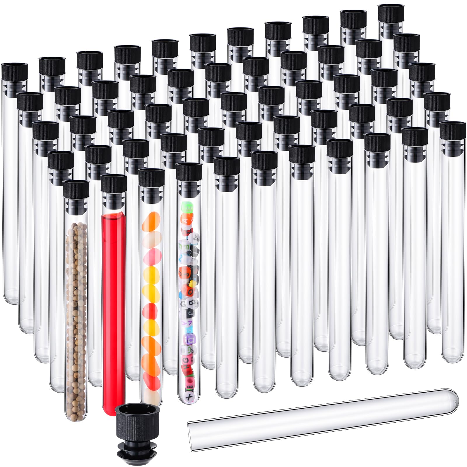 100 Plastic Test Tubes with Caps - 25ml -1