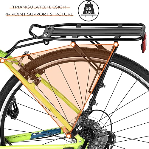 Miniatura 2 de Portabicicletas trasero con reflector de gran tamaño,Portabicicletas con soportes de montaje extralargos,Estante universal ajustable para