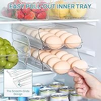 Vista 5 de Vtopmart Soporte para huevos de plástico transparente para refrigerador, contenedor automático de huevos para refrigerador, organizador apilable