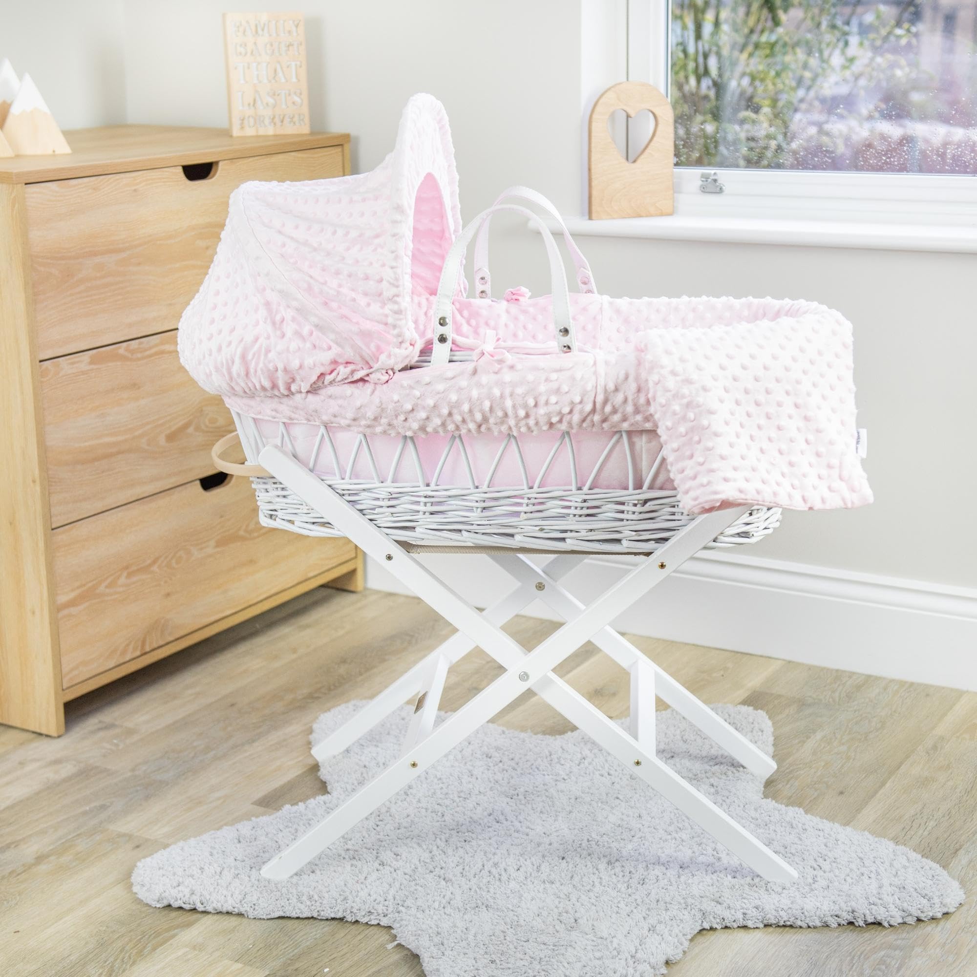 Weidenkorb für Babykörbchen, Weiß