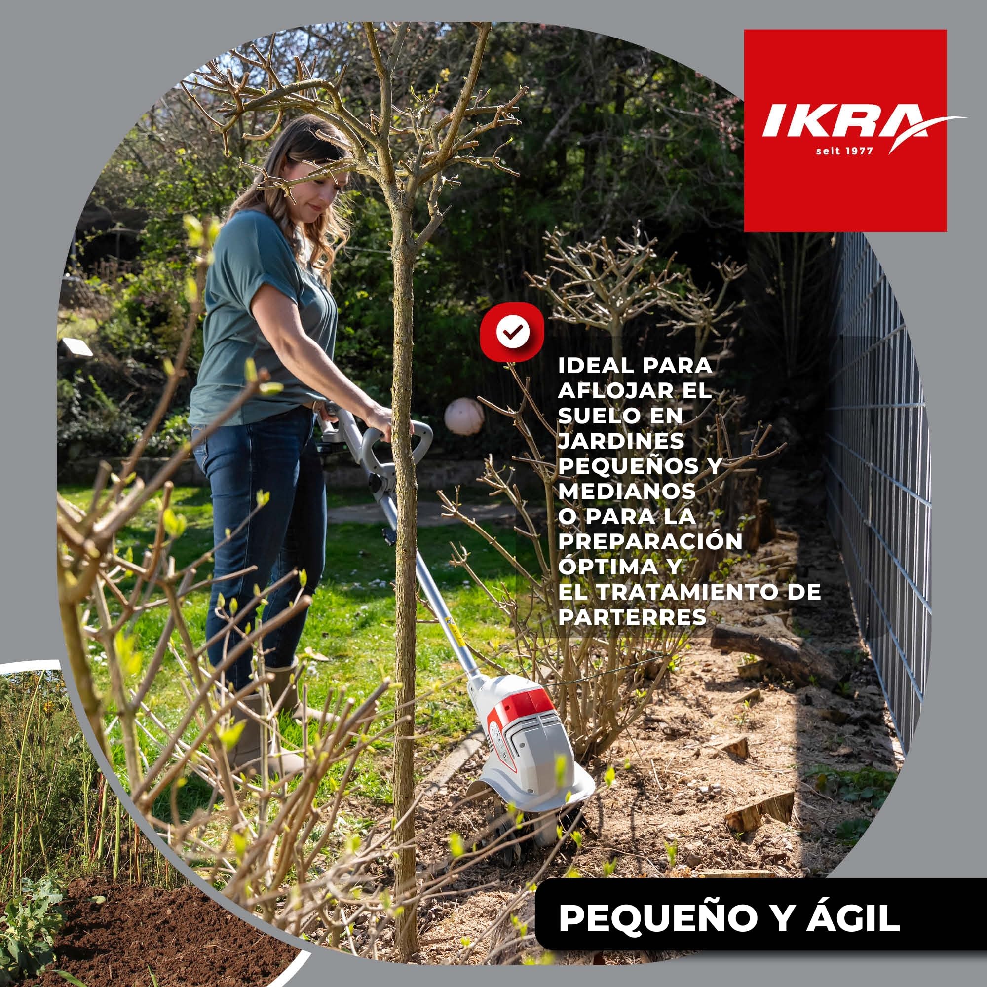 IKRA motozada IAMH 20, Ancho de Trabajo 19 cm, con batería y Cargador | Profundidad de trabajo de hasta 15,5 cm, ligero, almacenamiento ahorra espacio, gama de baterías de 20 V de IKRA