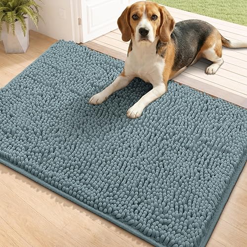 Miniatura 14 de Bcoimo Tapete súper absorbente para puerta de perro, 30 x 20 pulgadas, tapete antideslizante para patas fangosas, alfombras para mascotas para patas