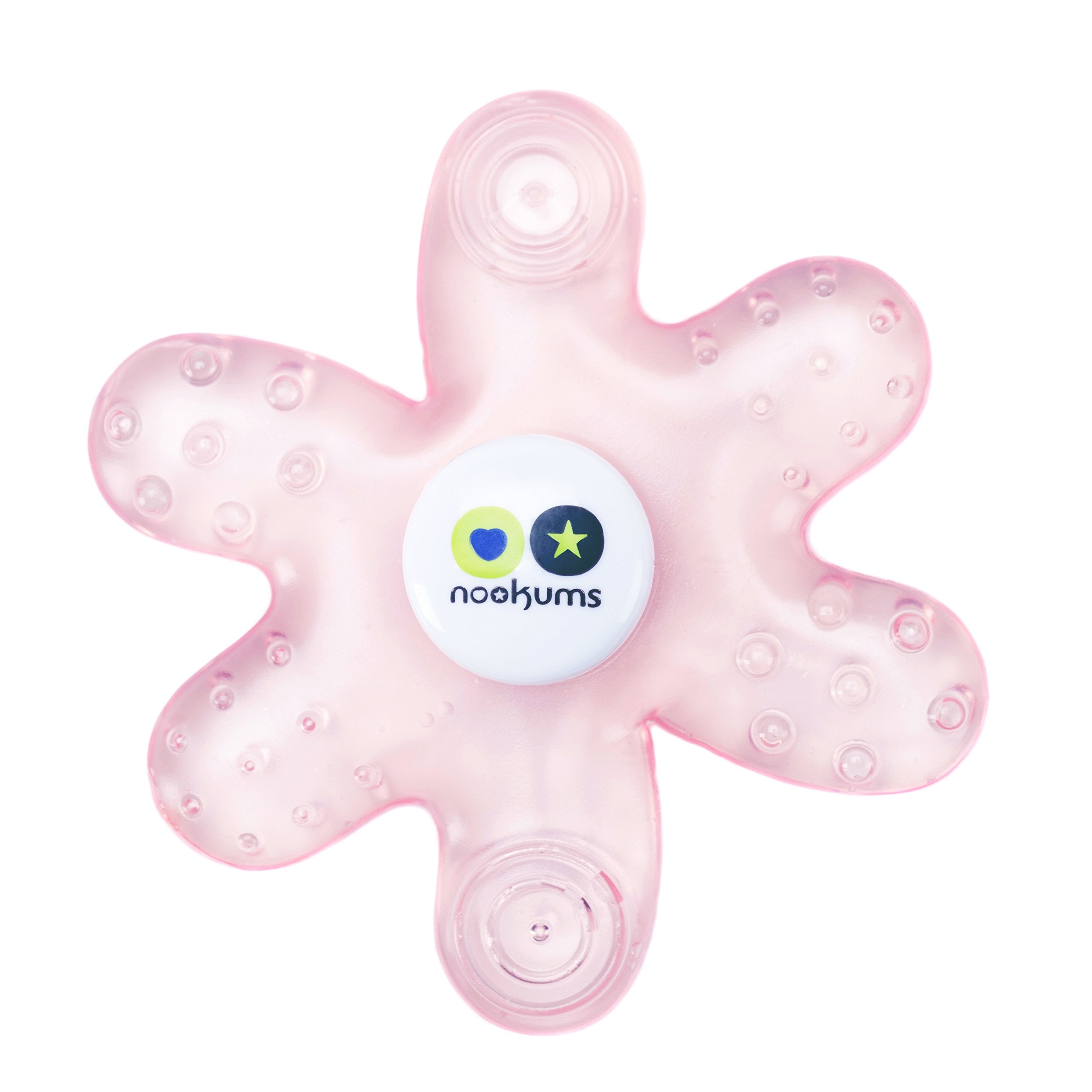 Nookums Cooling Teether - Promotes Healthy Oral Development - Compatible with All Nookums Paci-Plushies - 100% Silicone and Filled with Sterilized Water - Fridge Safe - 6 Different Textures (Pink)