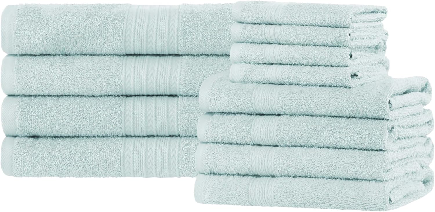 BNM Eco-Friendly Cotton Lightweight Towels For Guest Bath, Master Bathroom, Shower, Quick Dry, Kids, Pets, Home Essentials, Small Kitchen Towels, Sustainable Towels, Hand Towel Set of 6, Aqua Marine