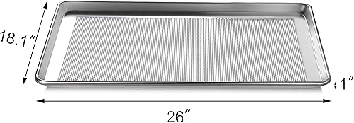Miniatura 3 de New Star Foodservice Sartén de aluminio de calibre 18 de grado comercial (18 L x 26 W x 1 H (tamaño completo)