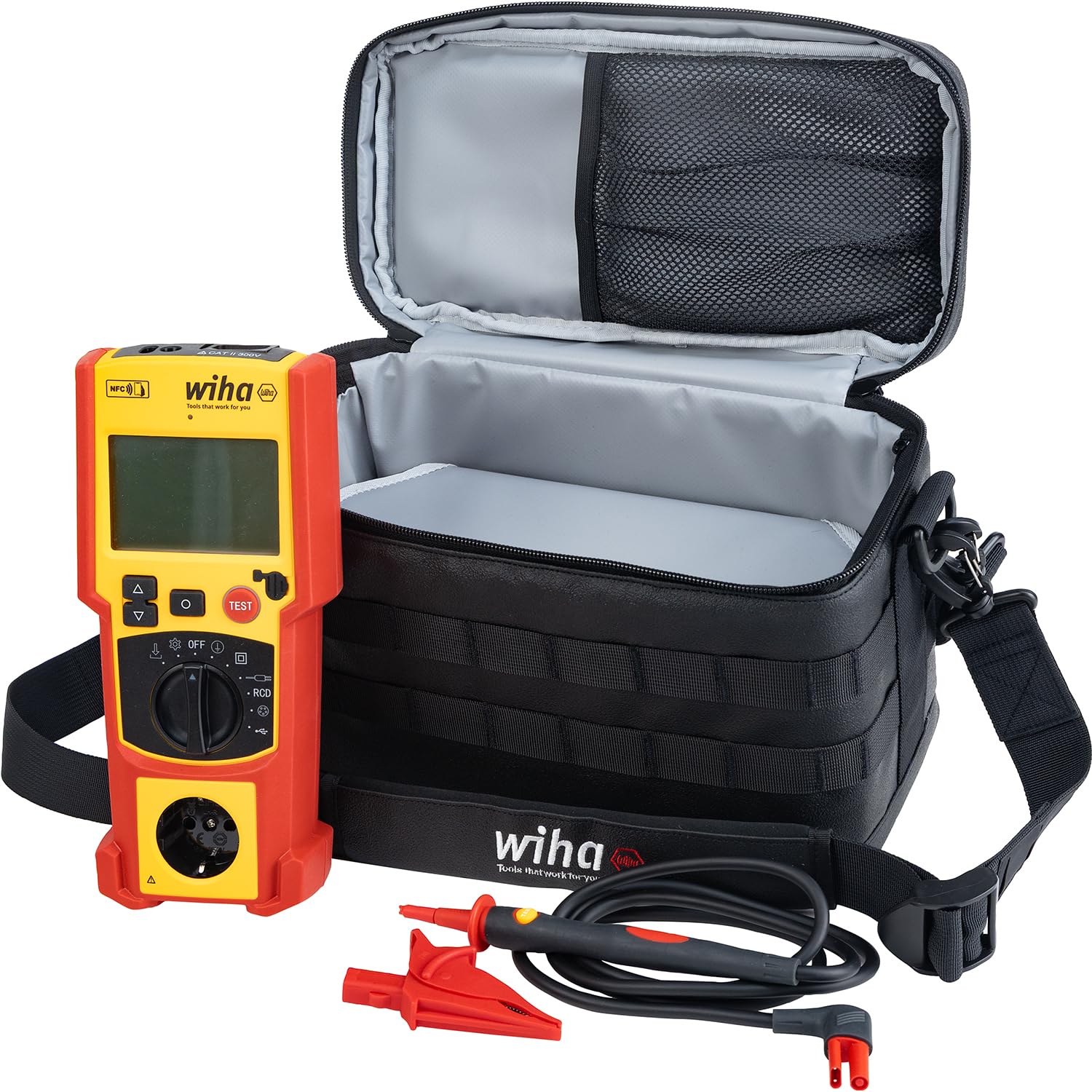 Wiha Gerätetester Set PAT one – Messgerät für Geräteprüfung nach DIN VDE 0701/0702 mit KI-Bilderkennung & NFC-Dokumentation, Auto-Test FI/RCD-Prüfung