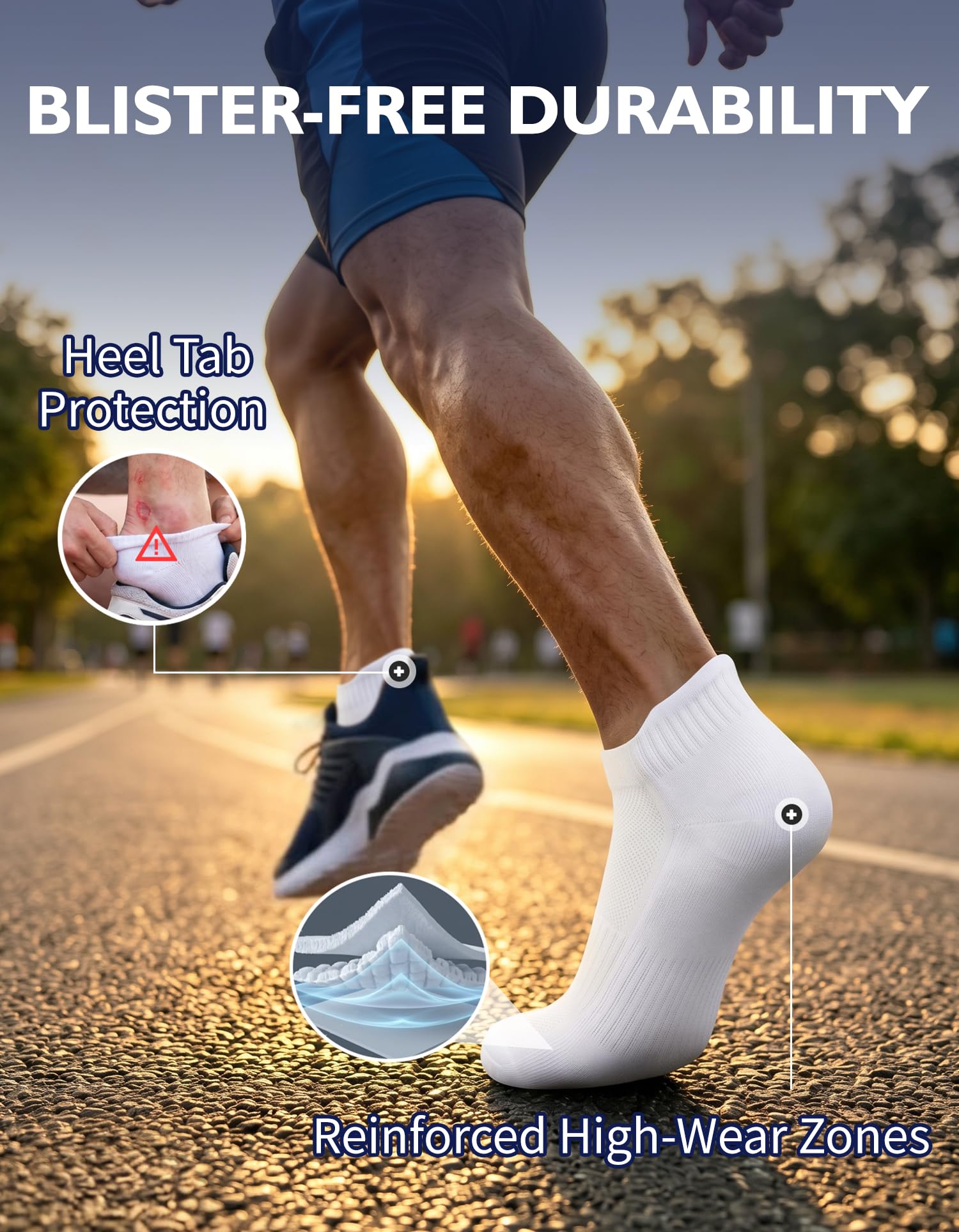 CLOSEMATE Chaussettes de Sport 39-42 43-46 47-50 Socquettes Homme Femme en Coton Antidérapantes Anti-Ampoules Respirantes Basses Courtes pour Running Randonnée Tennis en Blanc Noir 6 ou 7 Paires