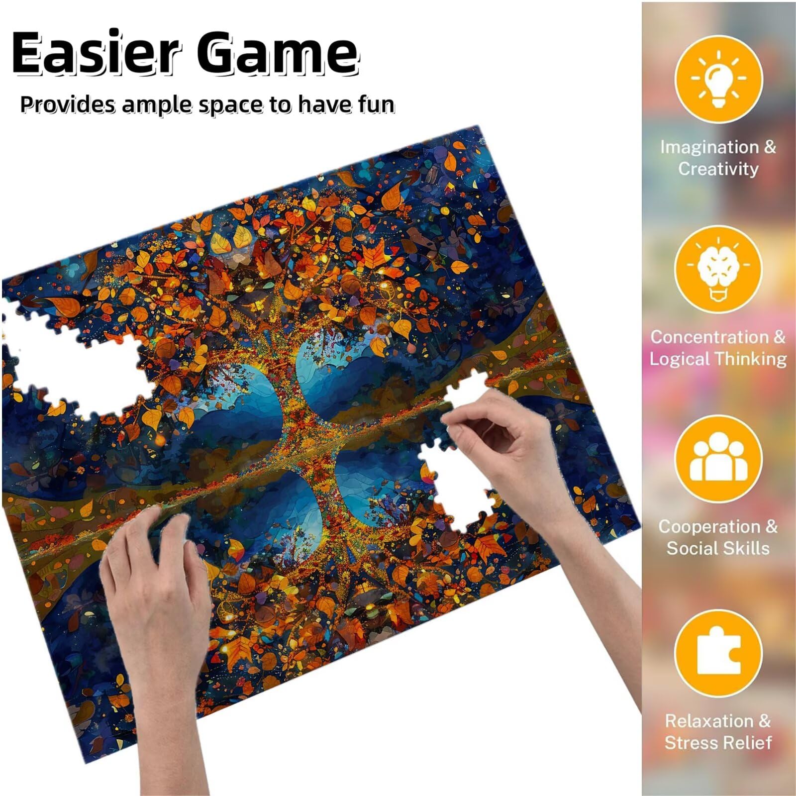 Puzzle dla dorosłych, 6000 sztuk, wyzwanie drewniane puzzle, gra, gra logiczna, gra puzzle ręce dekoracja rodzinna, kreatywne hobby, 105 x 179 cm drzewa cztery pory roku roślina K0F-881