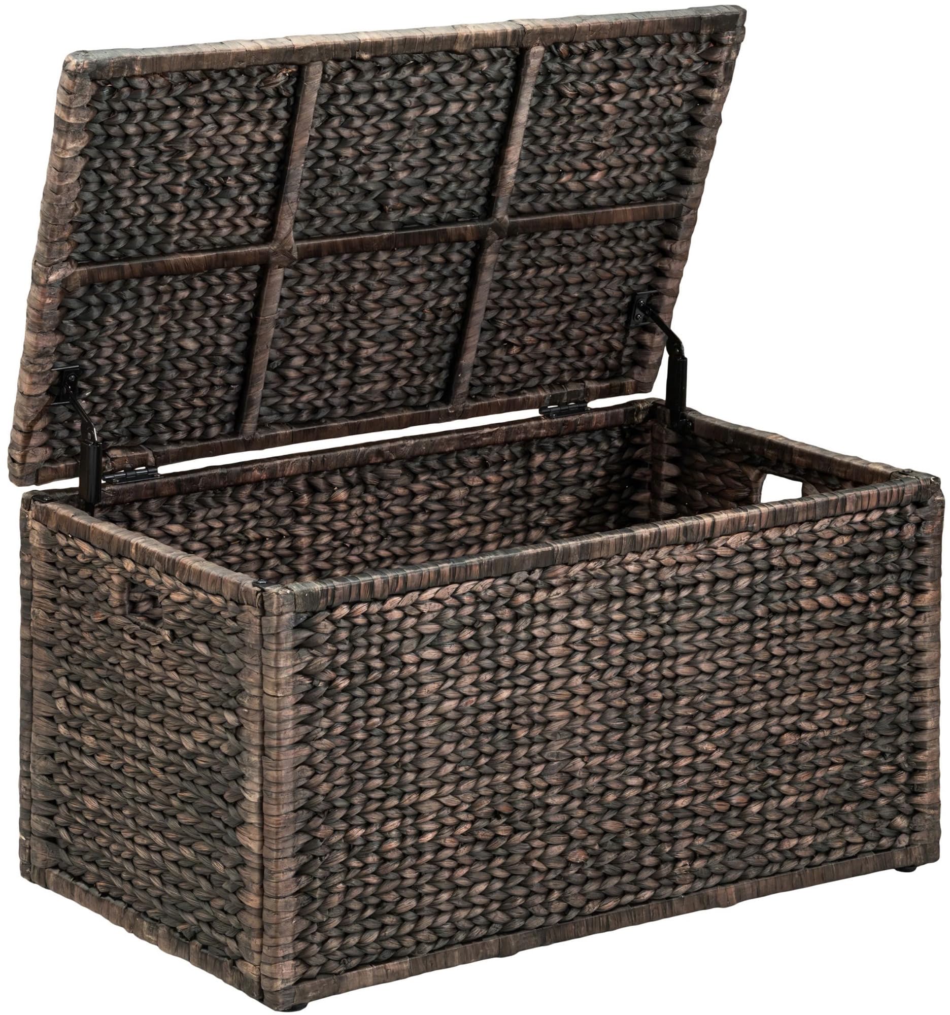 eHemco Wicker Storage Trunk, Brown Wash, 36x20x18.5