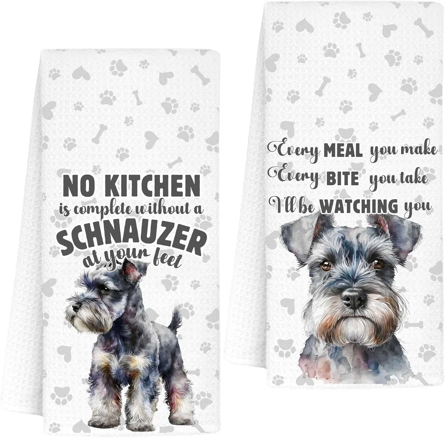 InnoBeta Schnauzer Gifts for Women, Kitchen Towel Set, 16x24 in Microfiber Dish Tea Towel, Hand Towel Gifts for Schnauzer Owners, 2 Pack