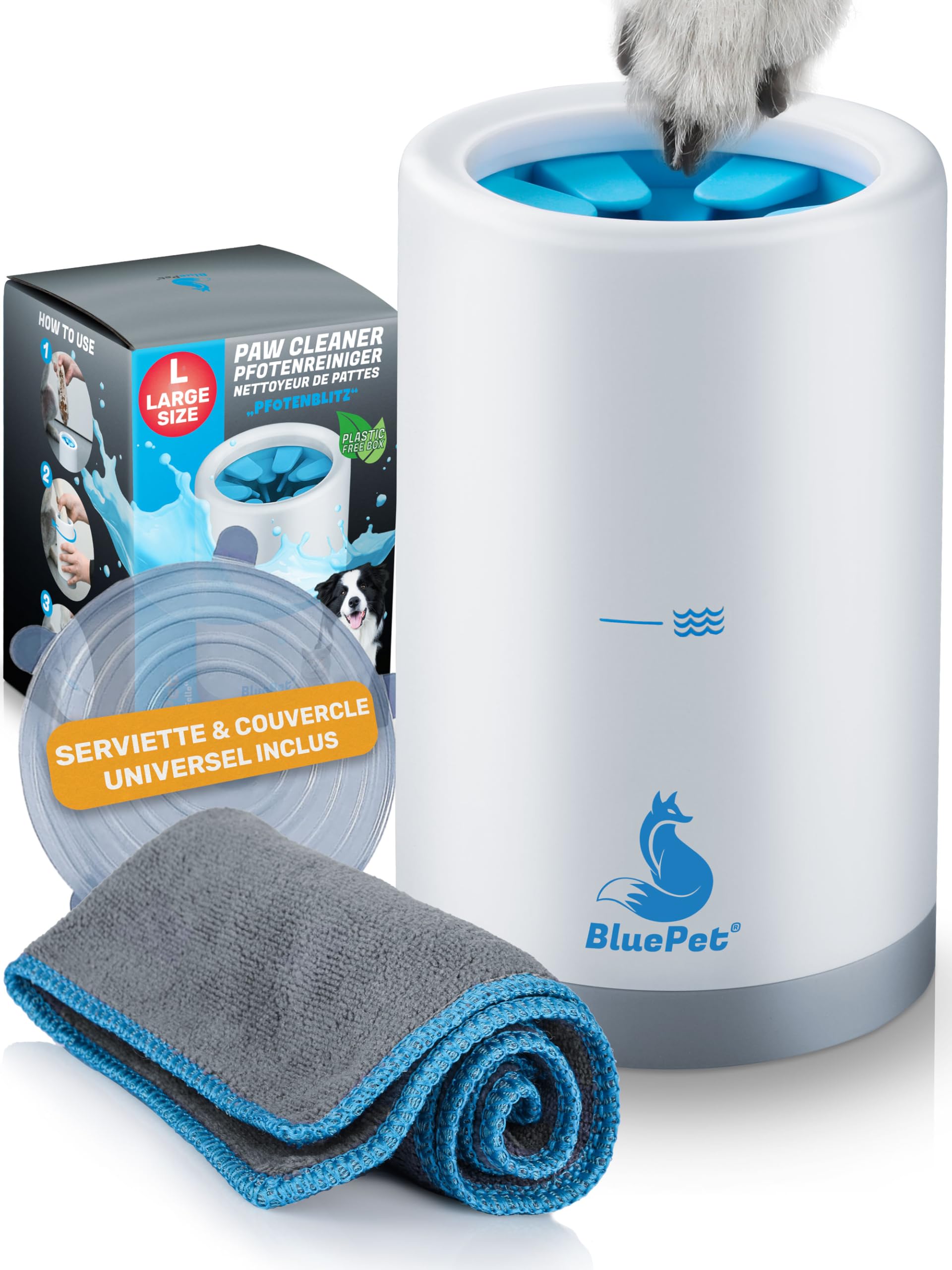 BluePet Nettoyeur Pattes pour Chien, Cure-Pattes Chiens, Lave Patte du Animal, Enlève la Saleté & la Crasse, Nettoyage en Douceur (L (10-25 kg))
