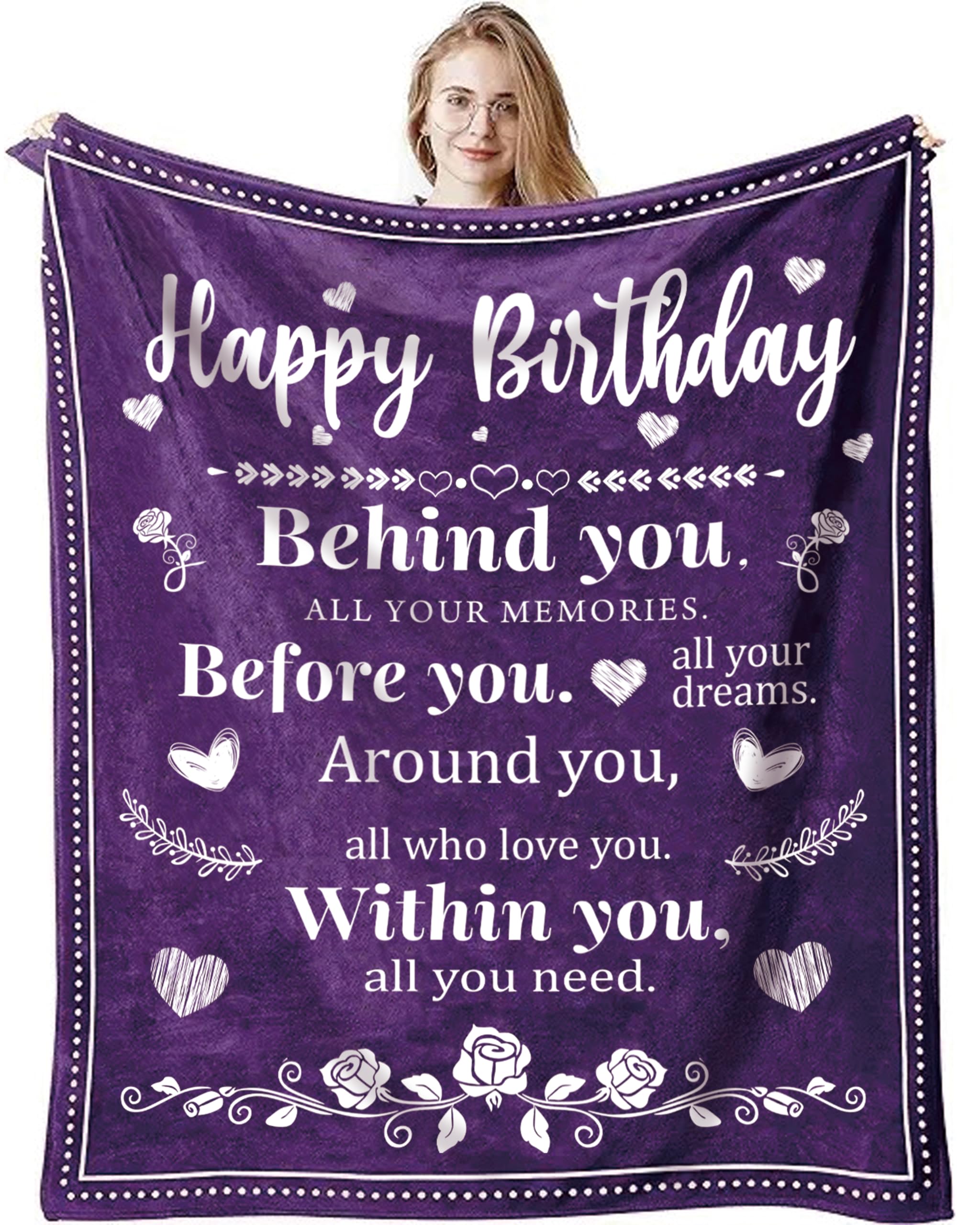 Vivajoy Women's Throw Blanket - Purple Birthday Gifts For Throw Blanket 60"X50", Idea Birthday Gifts, Best Birthday Gifts For Her, Friends, Mum, Wife(Purple)