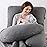 Elover Pregnancy Pillows for Sleeping,U Shaped Full Body Pillow for Pregnancy Women with Removable Jersey Cotton Cover,57 Inch Maternity Pillow(Jersey,Dark Grey)