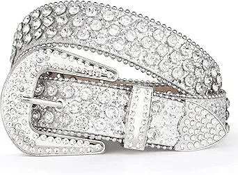 UnFader Womens Men Rhinestone Western Belts Bling Cowgirl Designer Diamond Studded Belts for Jeans