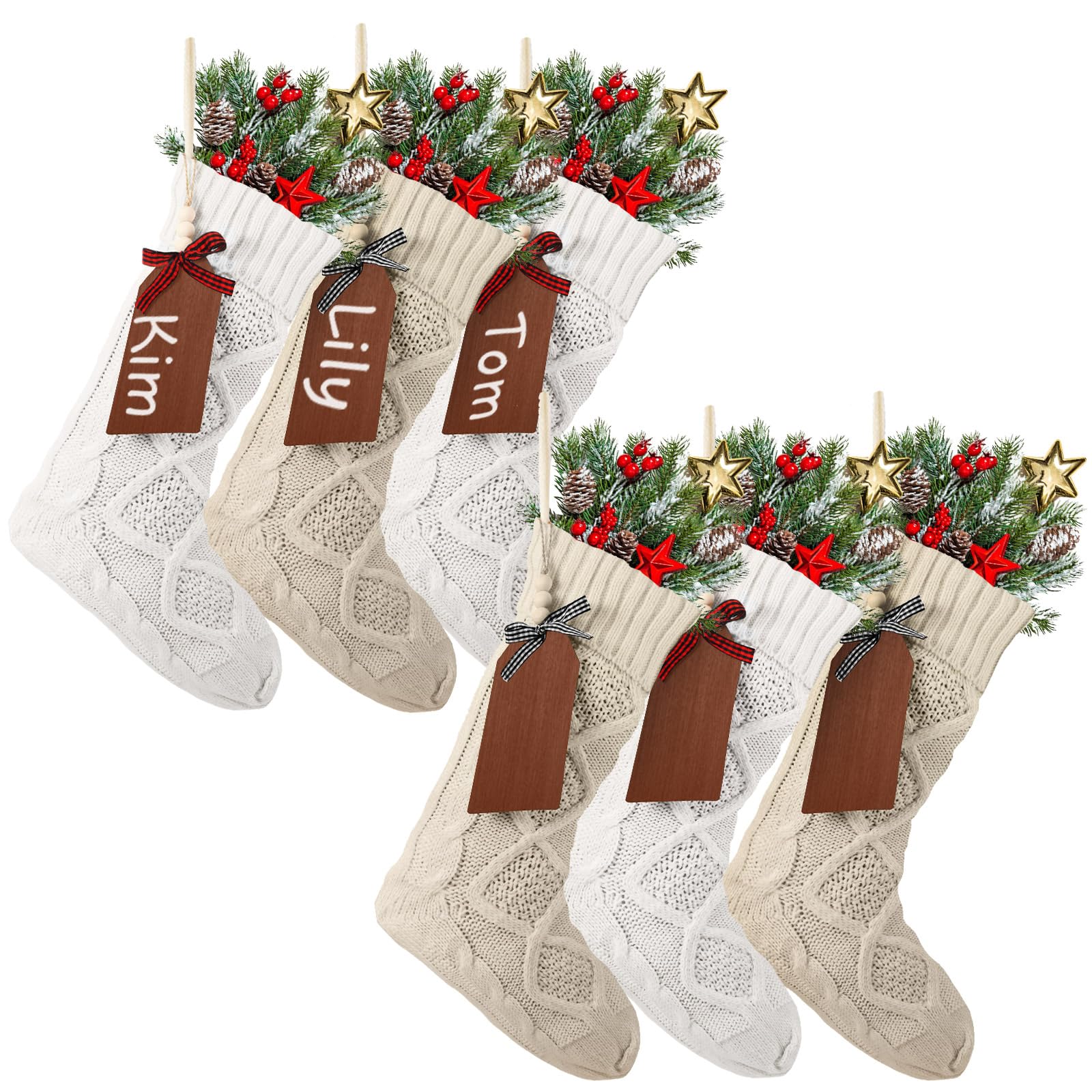 Décorations de Noël à suspendre : lot de 6 chaussettes de cheminée DIY en famille