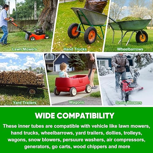 Miniatura 12 de Tubos interiores de 4.80/4.00-8 pulgadas, paquete de 2 tubos interiores de repuesto resistentes de 4.80 4.00-8/480/400-8 con vástago de válvula