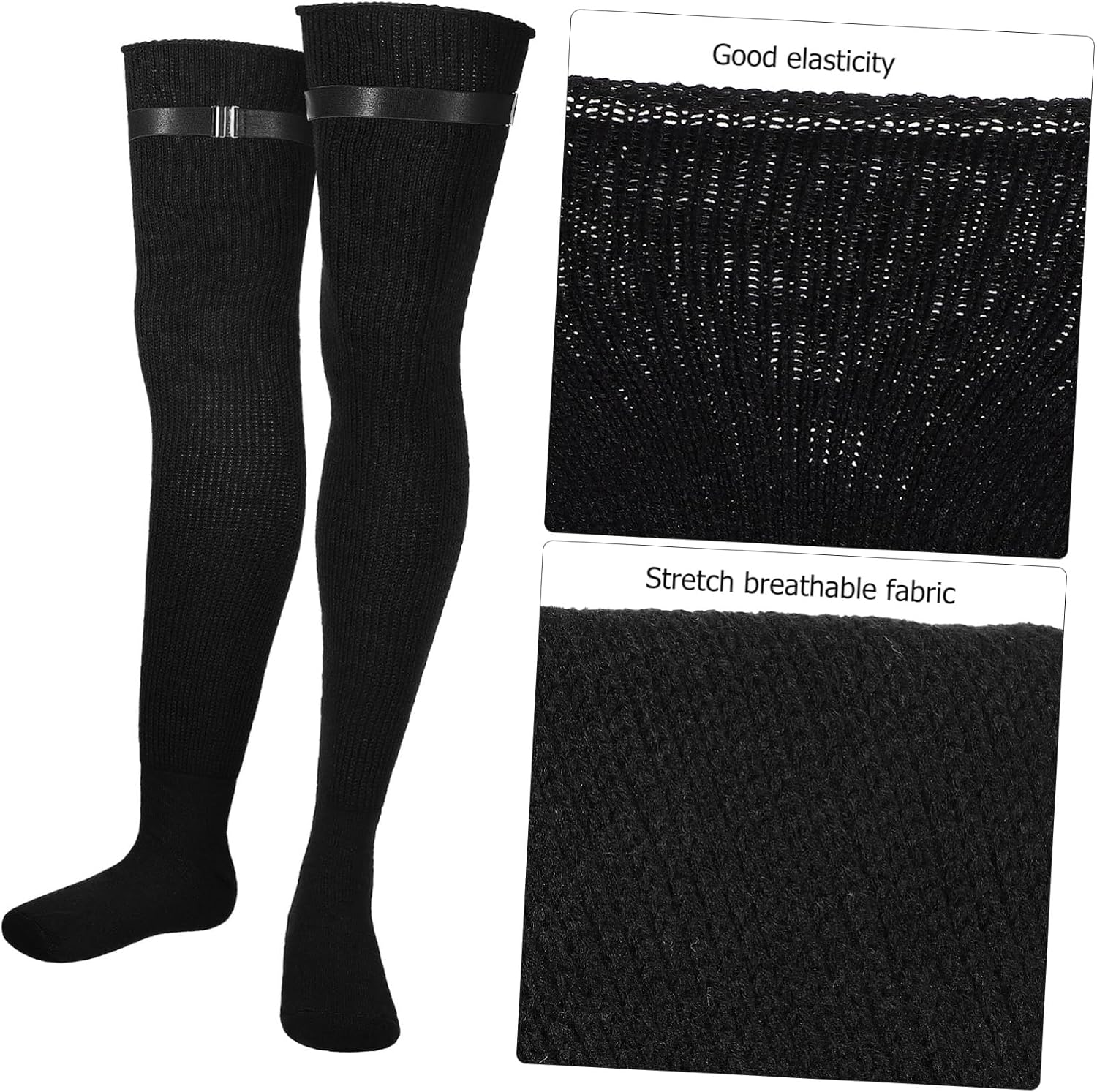 CALLARON 2pairs Thick Socks for Women Plus Thigh Adjustable Buckle Long Stockings Leg Warmers