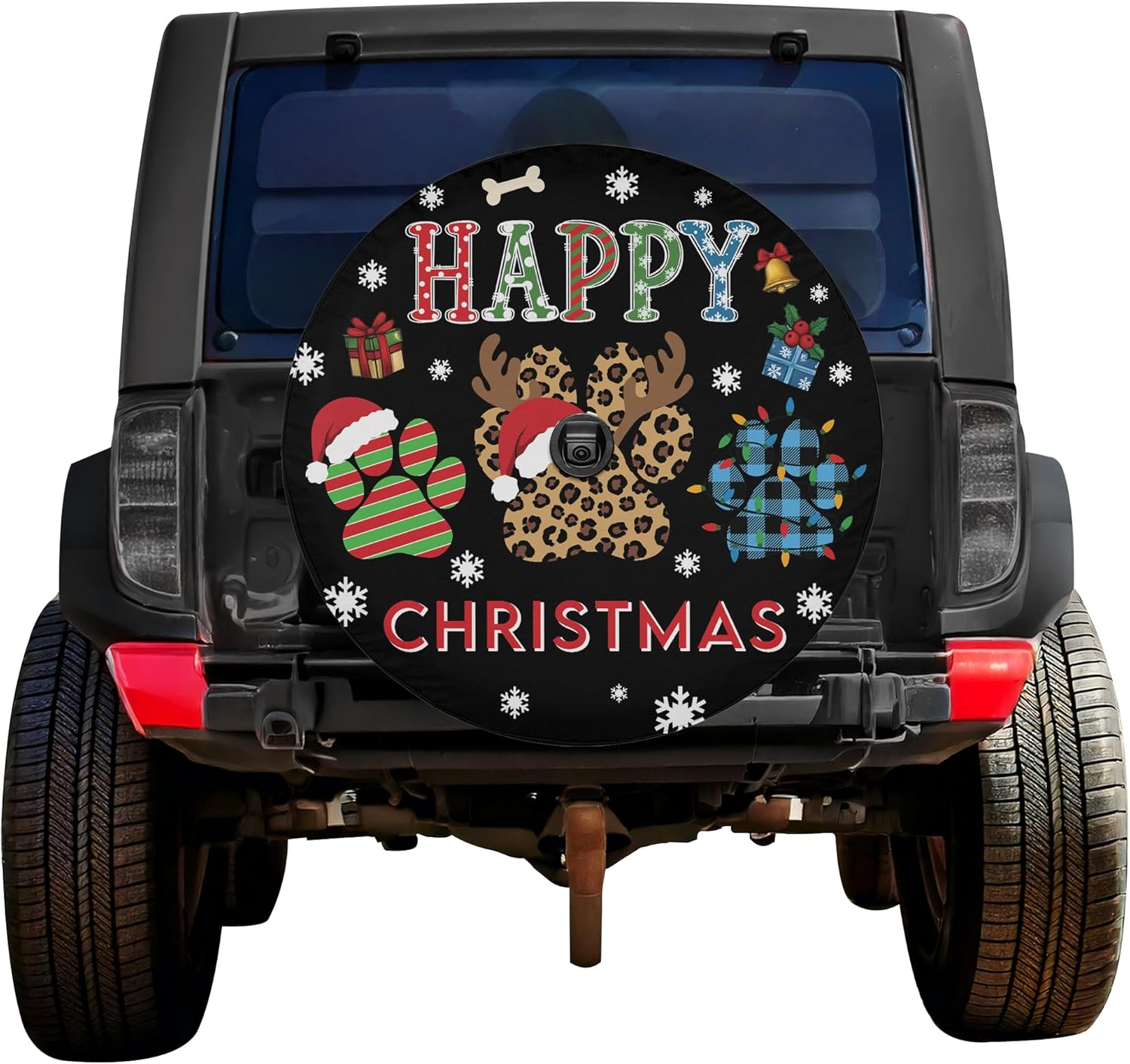 ThangPham Shop Christmas Cute Dog Spare Tire Cover with/Without Backup Camera Hole – Christmas Theme Design for Lovers