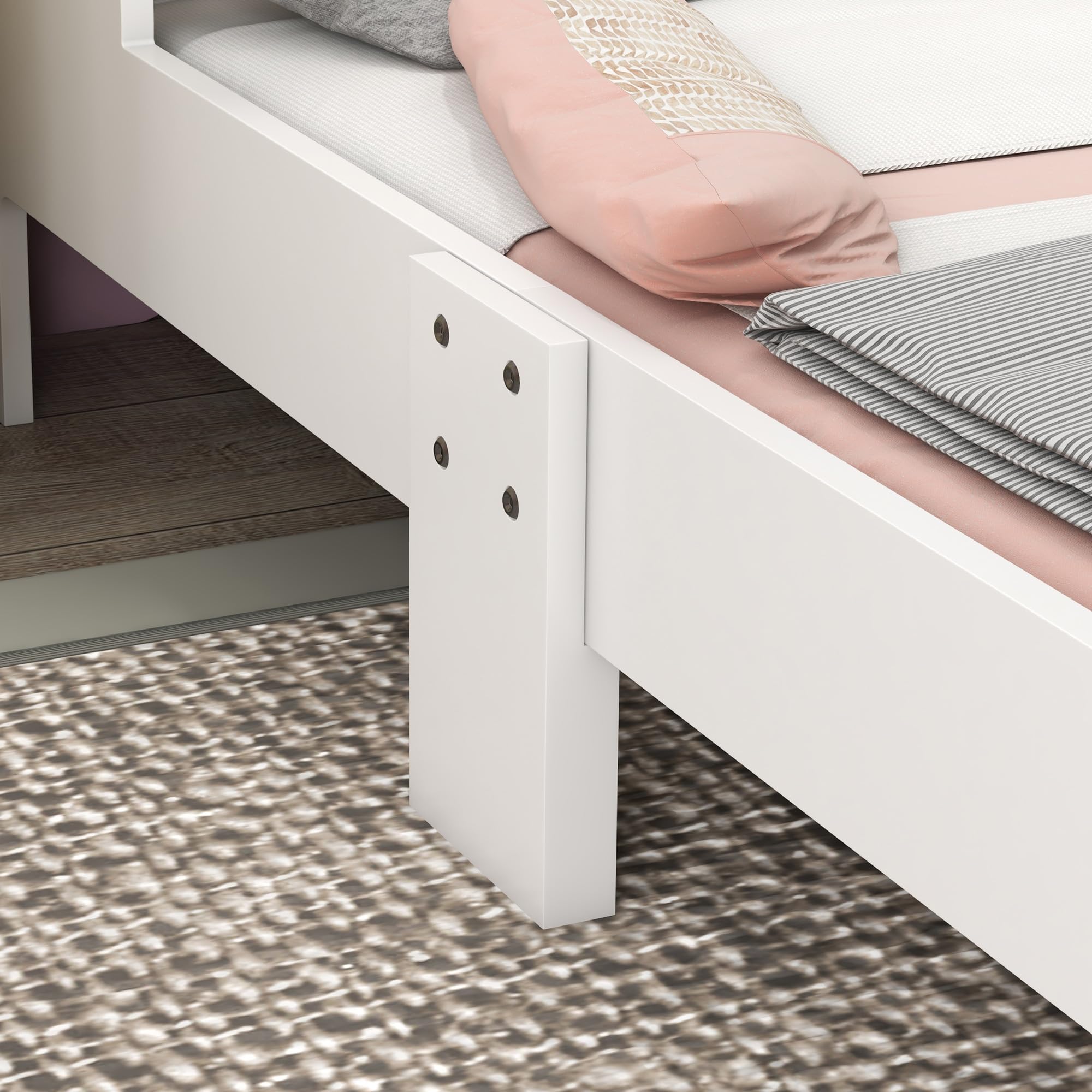ZONEKIZ Cama para Niños de 3-6 Años 143x74x66 cm Cama Infantil de Madera en Forma de Arcoíris Mueble de Dormitorio Moderno Carga 80 kg Rosa