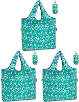 Vista 9 de HOLYLUCK Bolsas de comestibles reutilizables, bolsa de compras plegable resistente (estándar, 3 huellas de patas de perro)