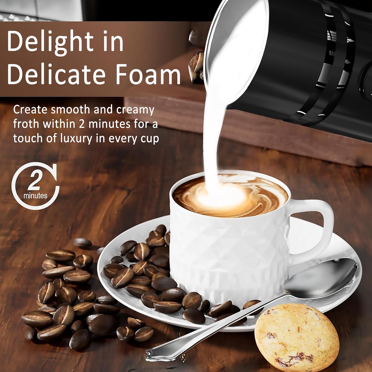 Electric Milk Frother, 5-IN-1 Milk Frother and Steamer, Milk Warmer and Heater, Hot and Cold Milk Foam, Hot Milk, Chocolate Milk, Coffee frother, Milk Foam for Macchiato, Latte, Cappuccino