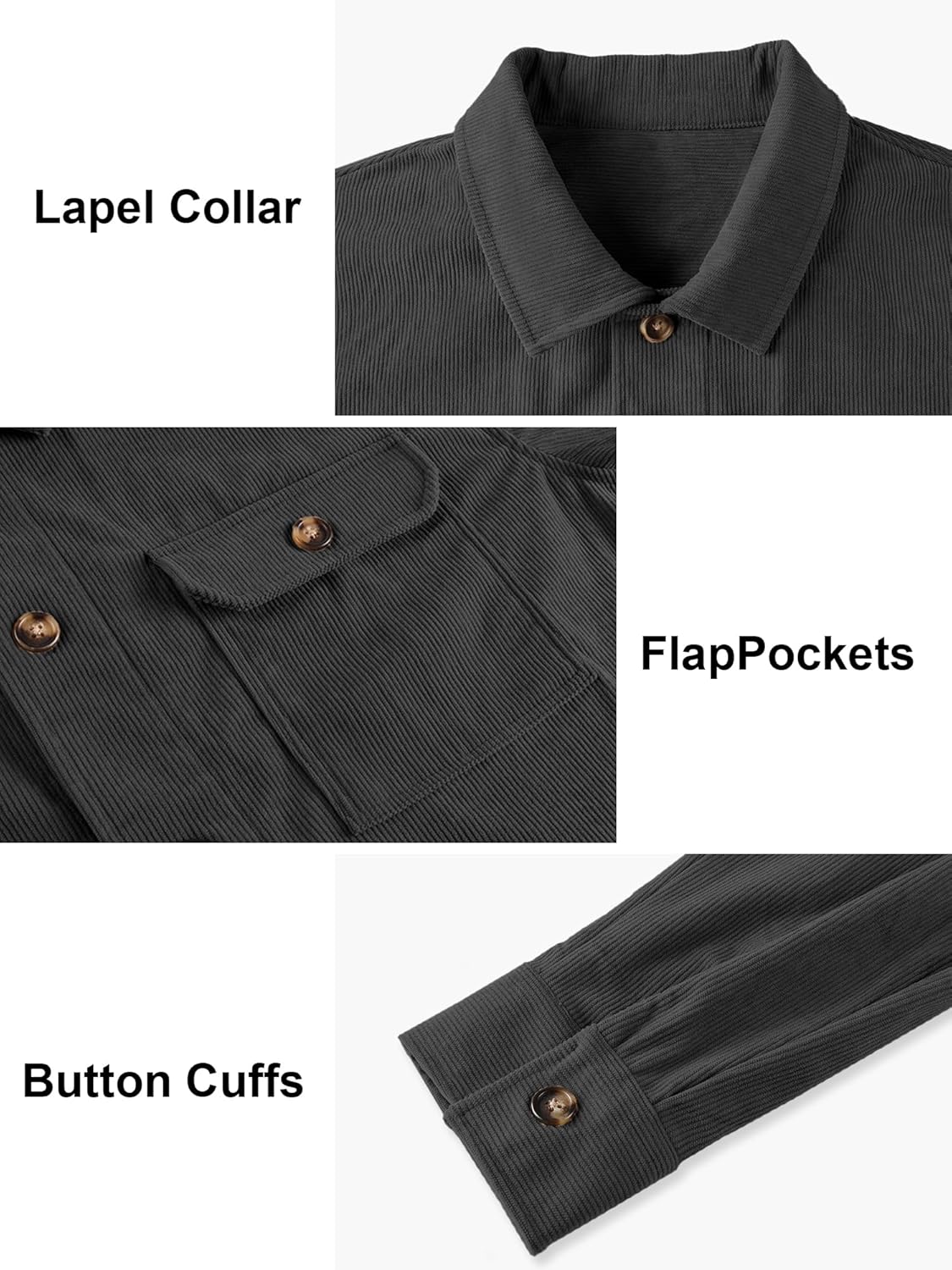 PLEPAN Men's Corduroy Shacket with 4 Pockets (Chest & Side Slant) Button Down Work Jackets Casual Long Sleeve Shirt Jacket - Image 6