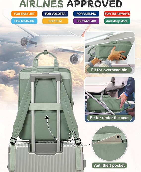 BJLFS Large Light Green School Backpack for Women Teen Girls, Bookbag College Student Backpack for School Men Boys, Mochilas Escolares Casual Daypack Lightweight Book Bag