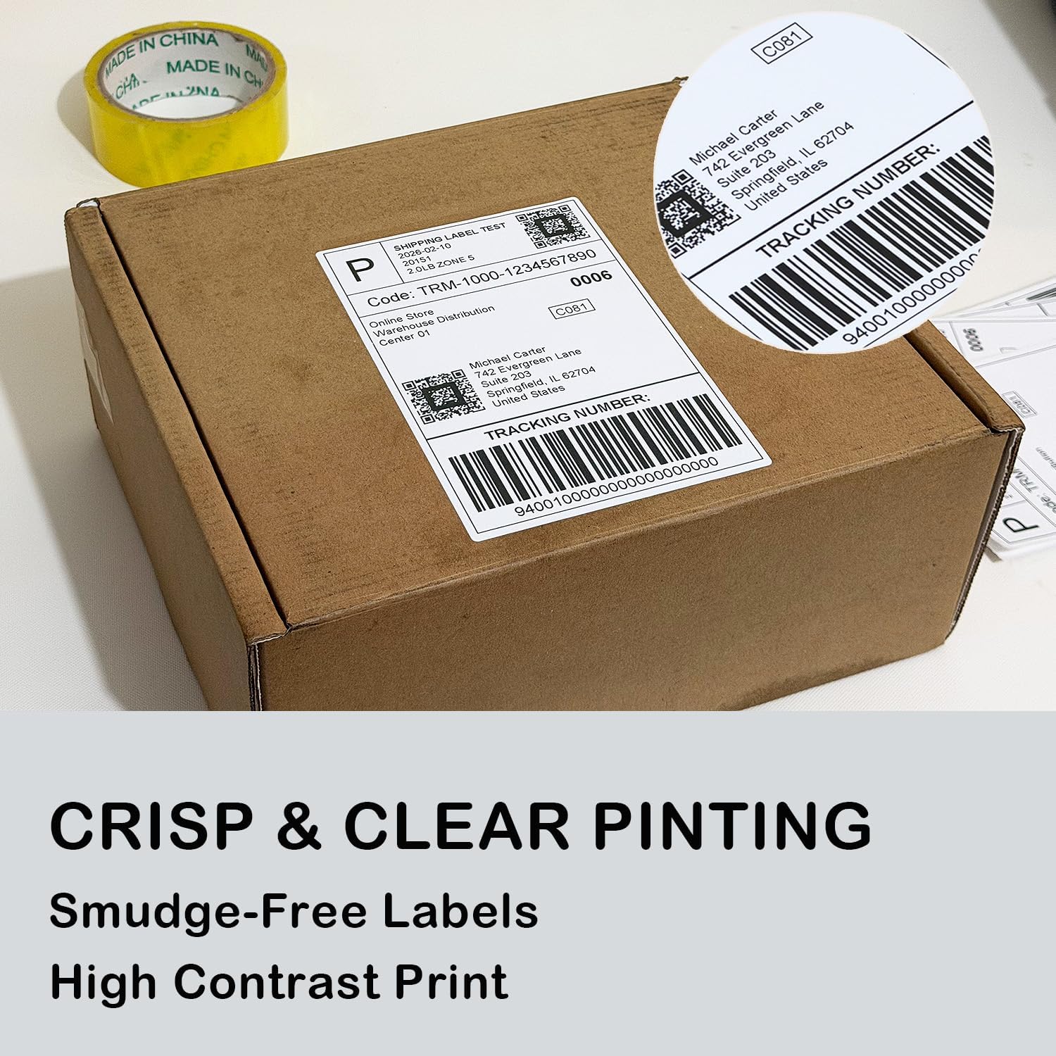 4 x 6 Thermal Shipping Labels 2000 Labels Fanfold Direct Thermal Printer Paper Commercial Grade Thermal Printer Sticker Perforated Thermal Printer Labels, 4 Stacks