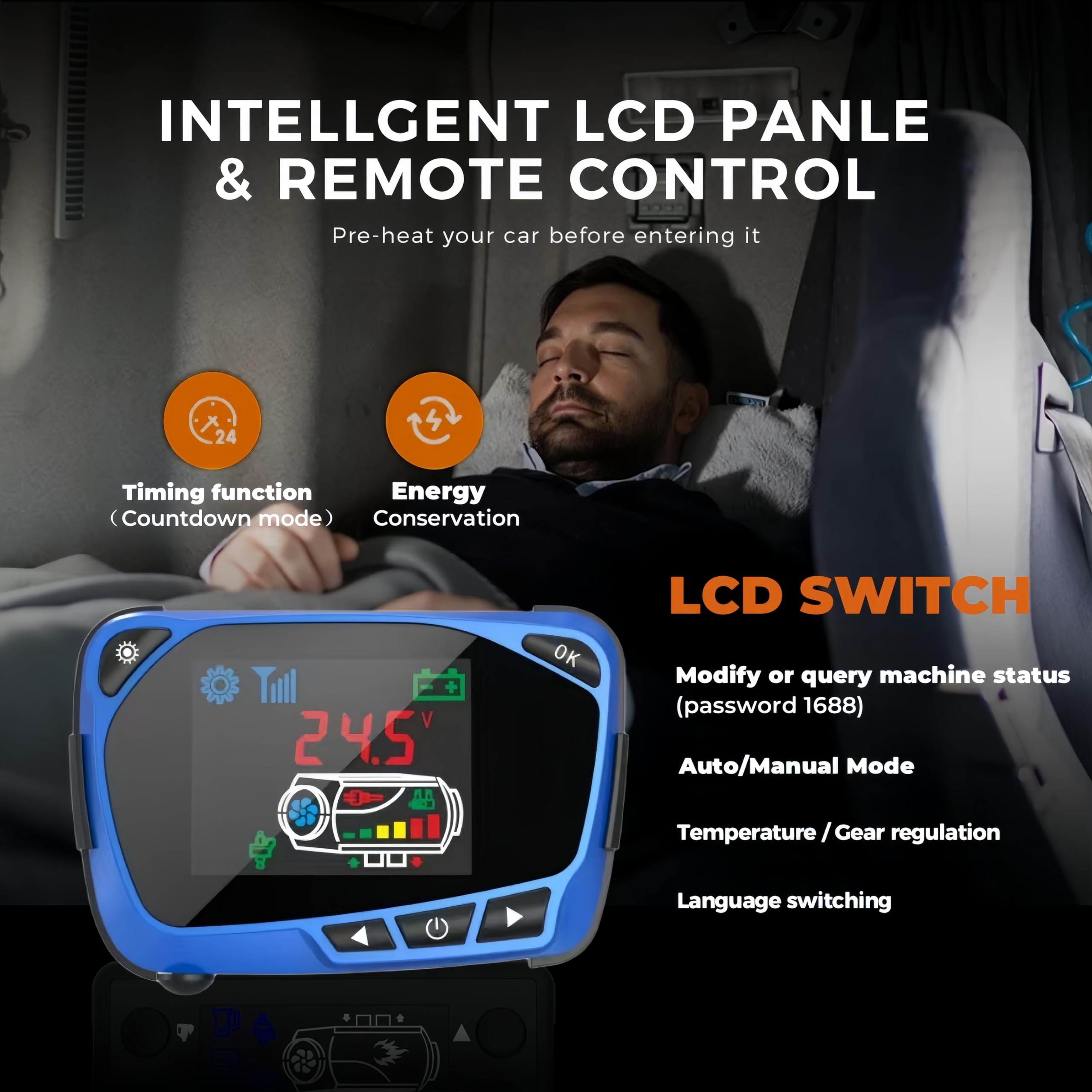 Sunster 12V 8KW Luft Dieselheizung Standheizung, Luftheizung Air Diesel Diesel Standheizung Lufterhitzer, Dieselheizung mit LCD-Display & Fernbedienung für Auto RV Boote LKW Wohnmobil Bus