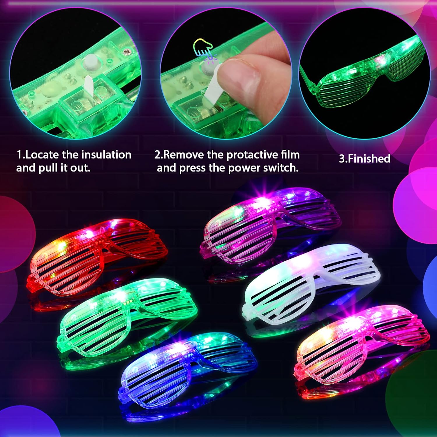 Maitys 12 Pieces Space Cowgirl Hat and LED Glasses Set Glow in the Dark LED Cowboy Hat Shutter Shades Light up Glasses for Women Men Birthday Party Supplies, Assorted Colors - Image 4