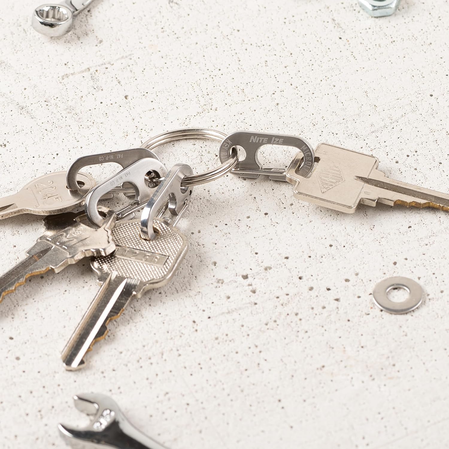 Nite IZE Keyring MicroLink - Keychain Ring with Small Carabiners - Key Holder & Organizer Accessories - Heavy-Duty & Stainless Steel S-Biner Key Clips with Key Ring - 2 Pack