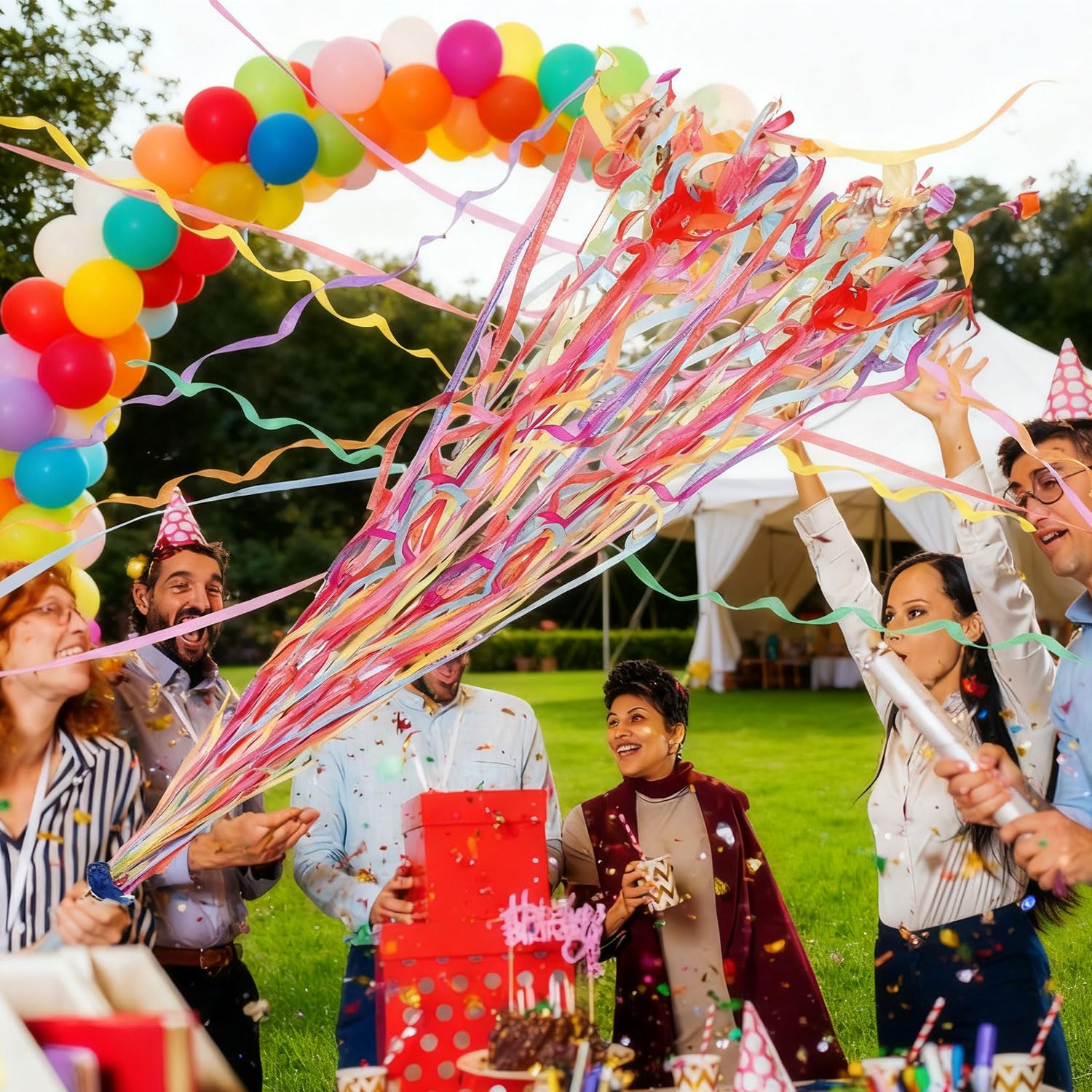 50 Stück bunte Konfetti-Popper, Party-Popper, Konfetti-Luftschlangen für Hochzeit, Geburtstag, Abschlussfeier, Party, Feiern